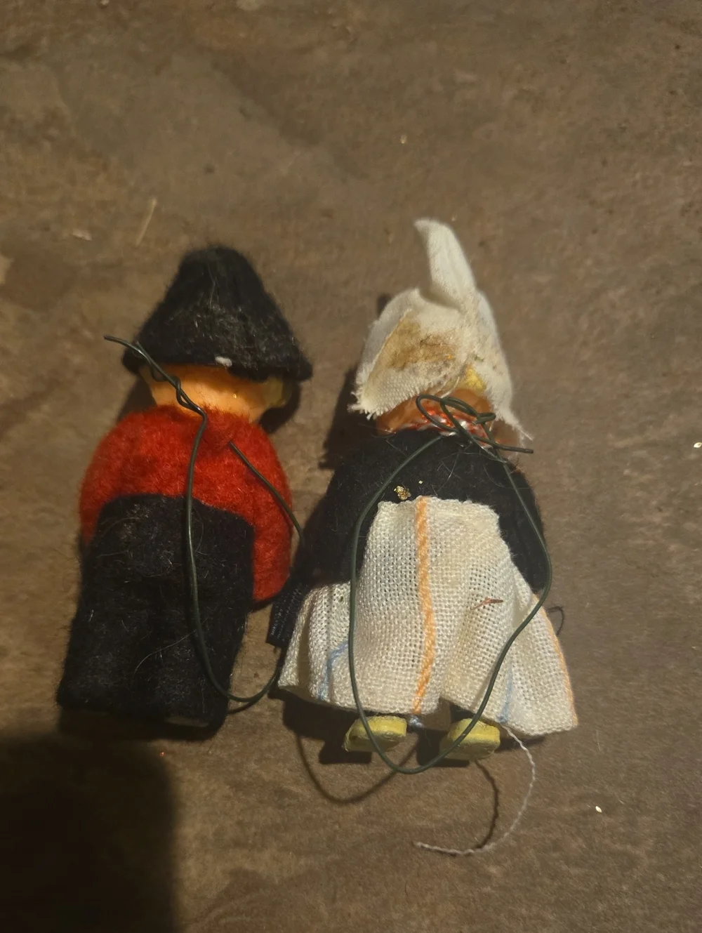 vintage miniature Dutch boy and girl dolls 1950s